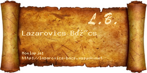 Lazarovics Bács névjegykártya